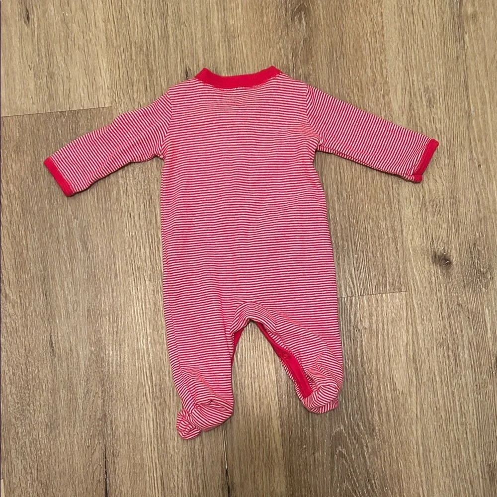 Carter Red Striped Baby Footies with Santa